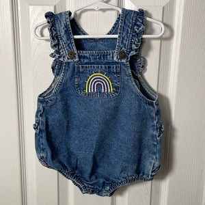 Rainbow denim bubble romper